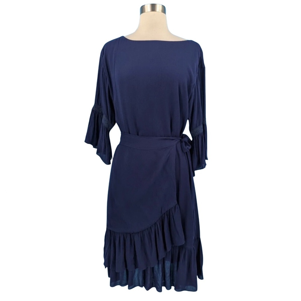 Rebecca Minkoff Blue Wrap Knee Length Dress Small